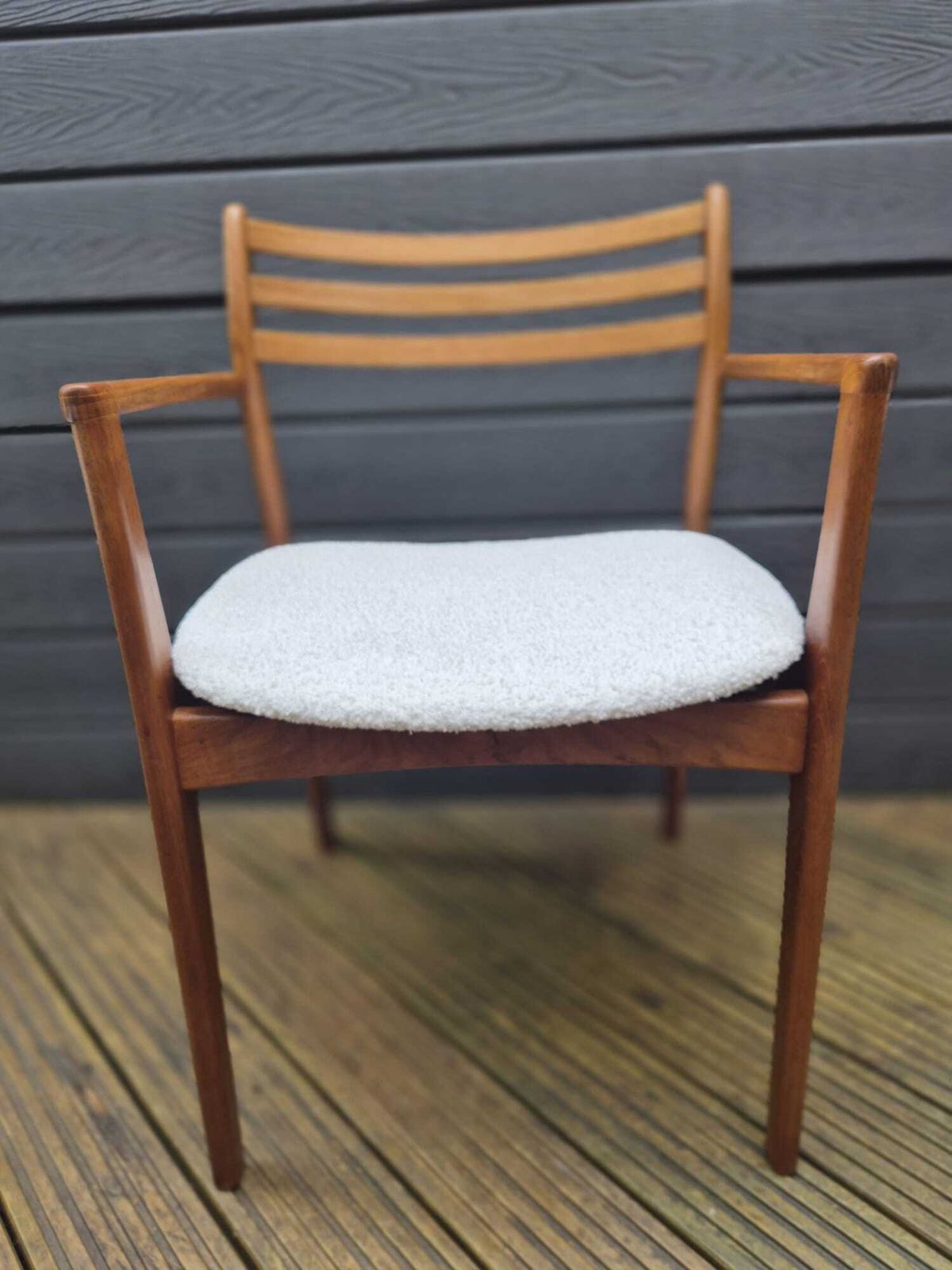 photo for sale Set Of 6 Danish Mid Century Teak Dining Chairs By Farsø Stolefabrik — 4 Side + 2 Carvers — Freshly Restored