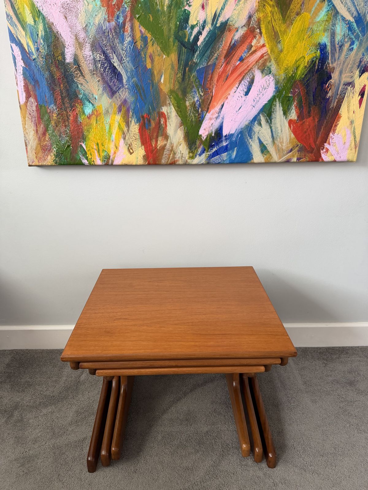 Portwood Mid Century Teak Nest Of Three Tables photo vintage