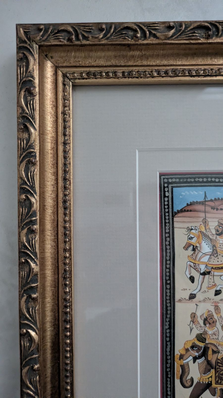 Rajasthani Miniature Painting On Silk — Royal Procession, Hand Painted, India photo furniture