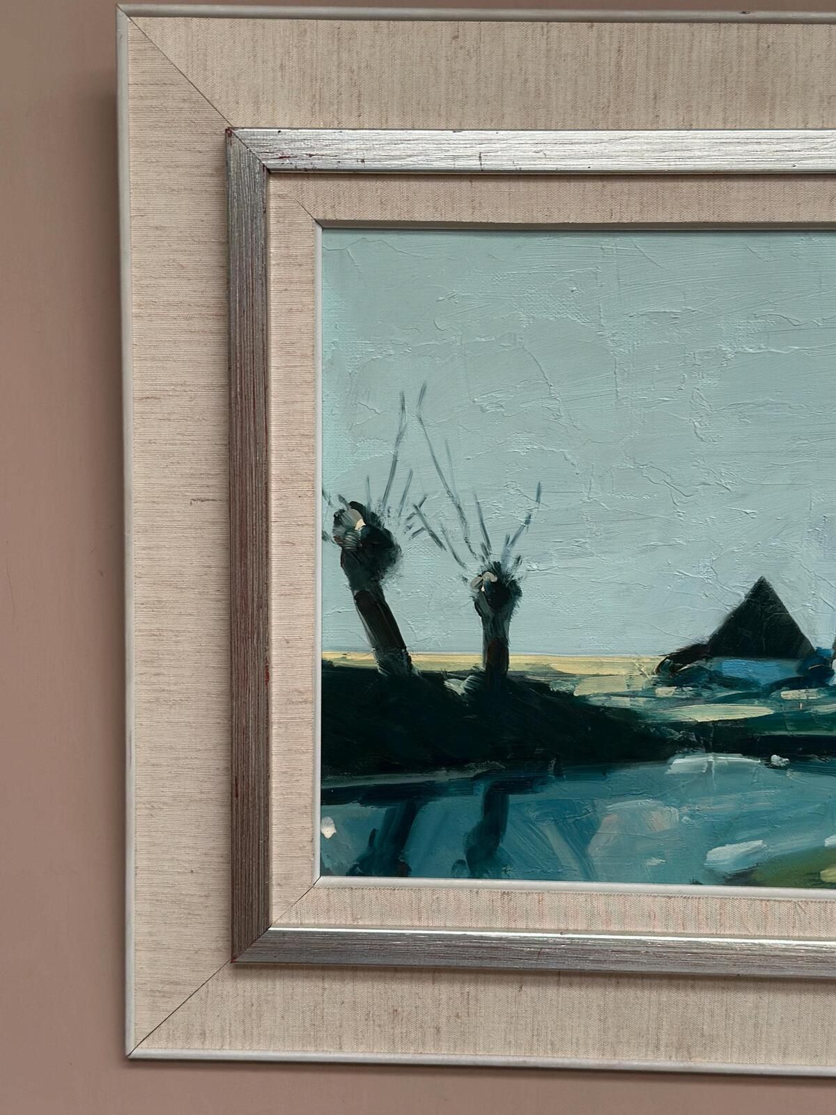 Original Swedish Oil On Canvas – “Farm By The Lake” By Bengt Hillgrund – Vintage & Framed – 58 × 51 Cm (22.8" × 20.1") photo for sale