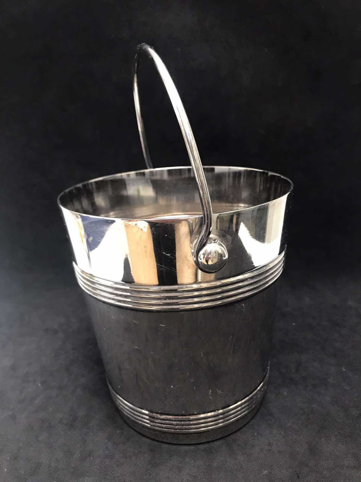 photo for sale Vintage Christofle Biarritz Ice Bucket: Silver Plated Art Deco Barware