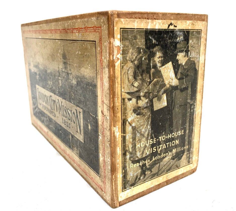 Antique London City Missionary Society Collection Money Box Missions To Men 1965 photo vinterior