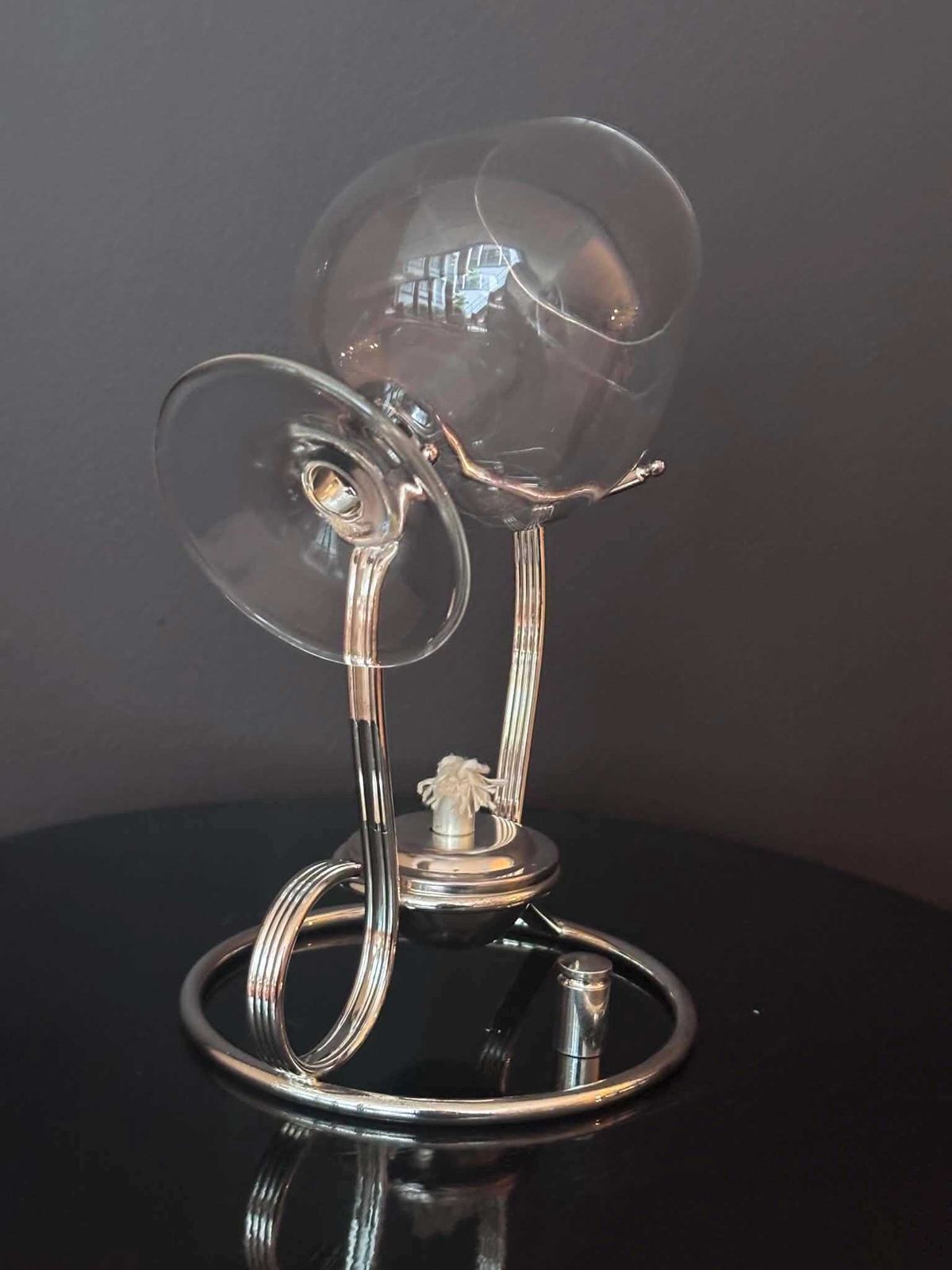 177.0 Vintage Maestri Italy brandywarmer / cognacwarmer, verzilverde spirituslamp met snifterkraag, jaren 1980, barware, in doos photo
