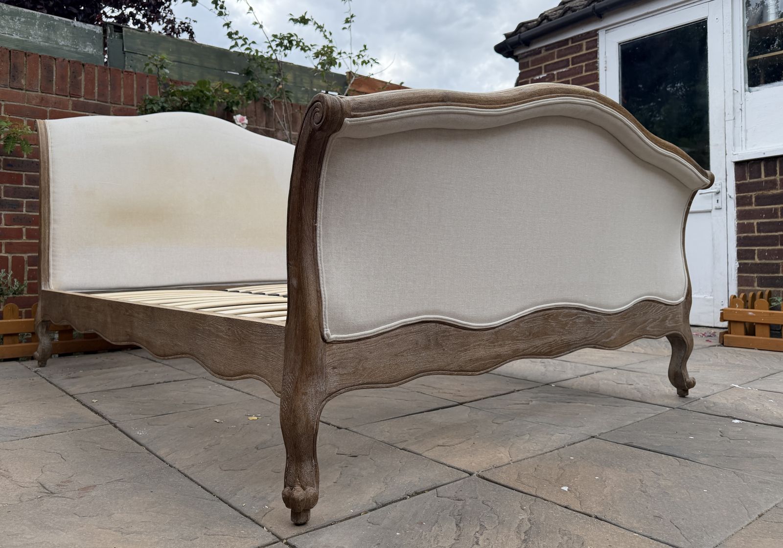 Stunning Loaf Antoinette French Sleigh Upholstered Solid Oak Double Size Bed Frame   Rrp £1,395 photo furniture