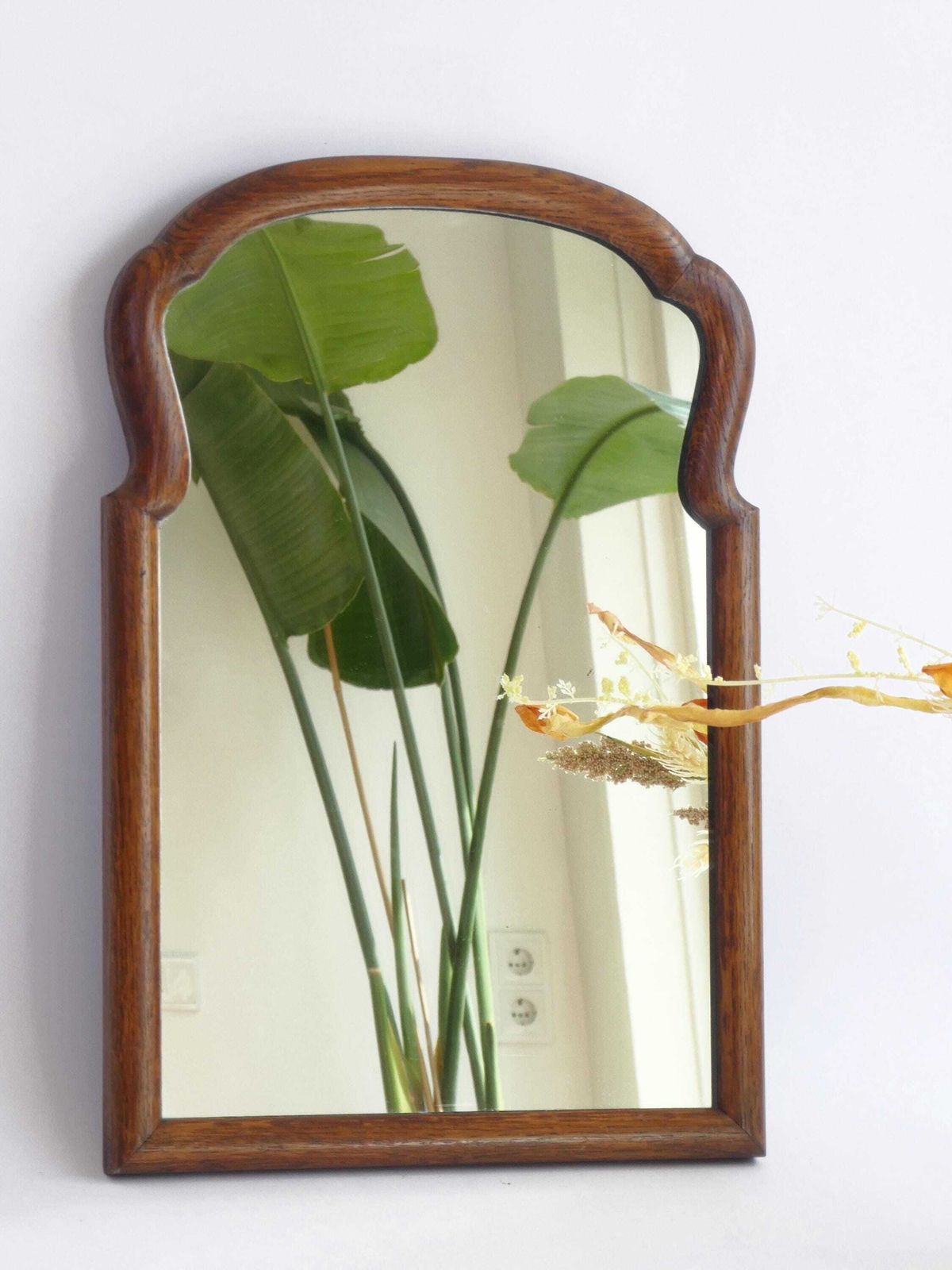 Antique Small Scalloped Wooden Wall Mirror, Dutch Wood Framed Mirror, Farmhouse Decor, photo furniture