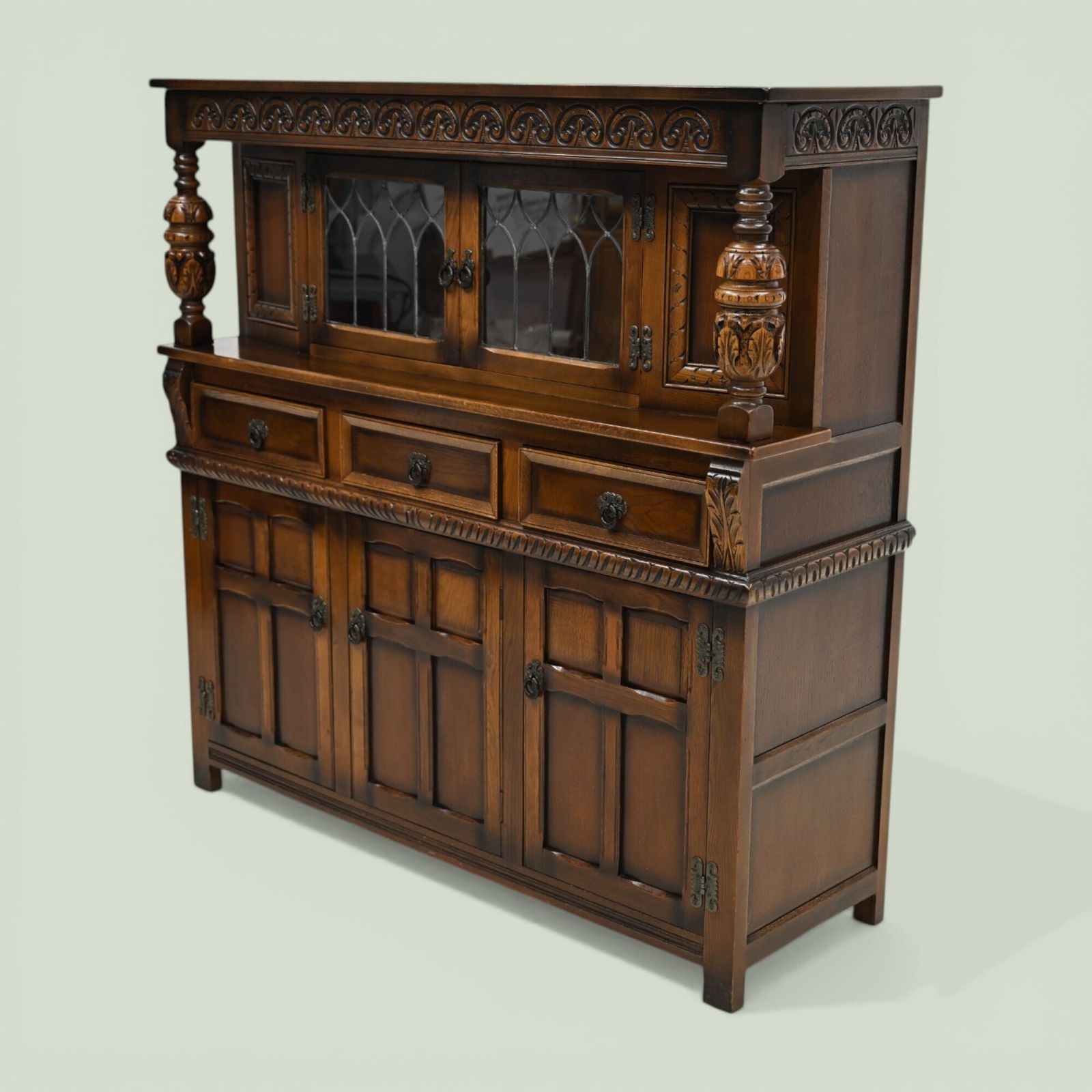 Old Charm Court Cupboard Oak Tudor Style Free Uk Delivery. photo furniture