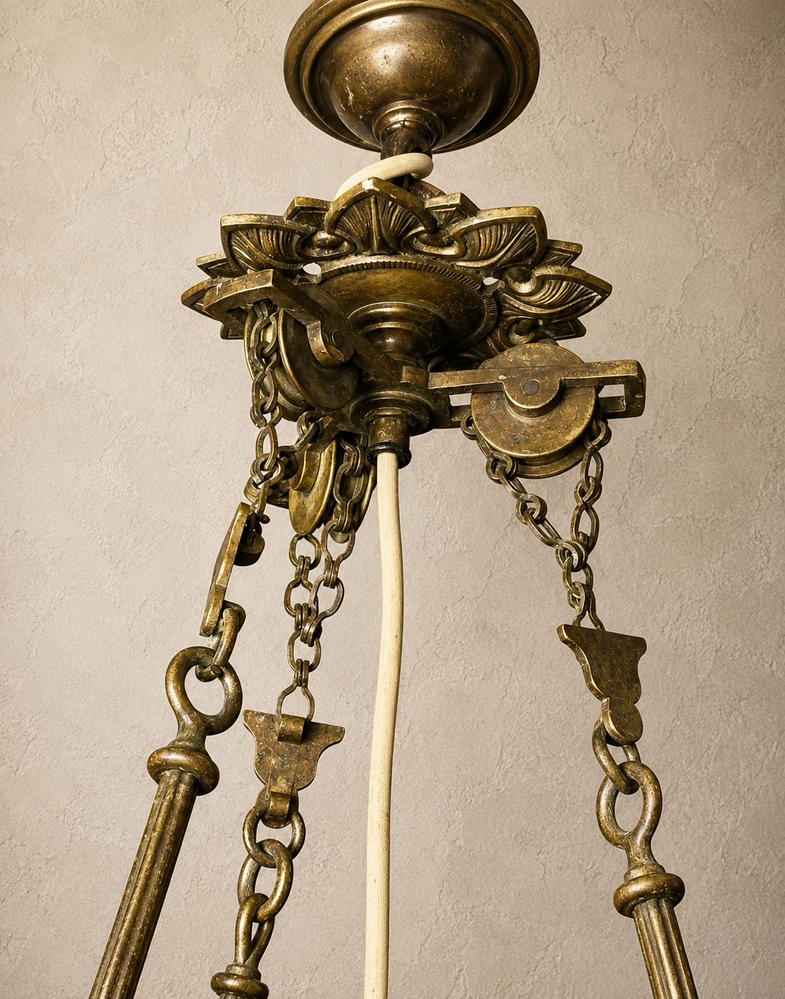 Hinks & Son Birmingham Brass Rise And Fall Hanging Oil Lamp C.1900 photo 1195.0