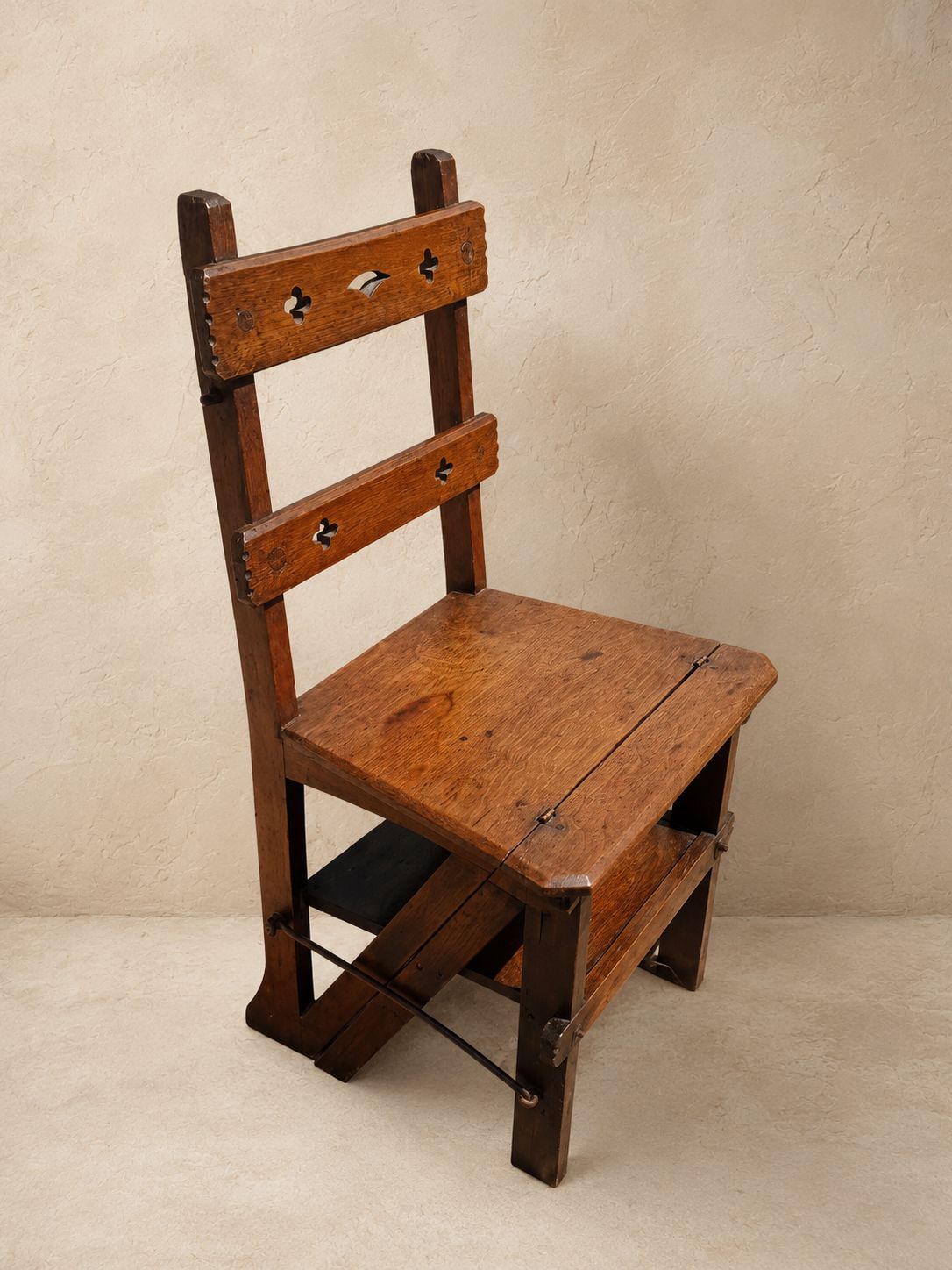 A Late Victorian Arts & Crafts Oak Metamorphic Library Chair, C.1890–1910, With photo for sale