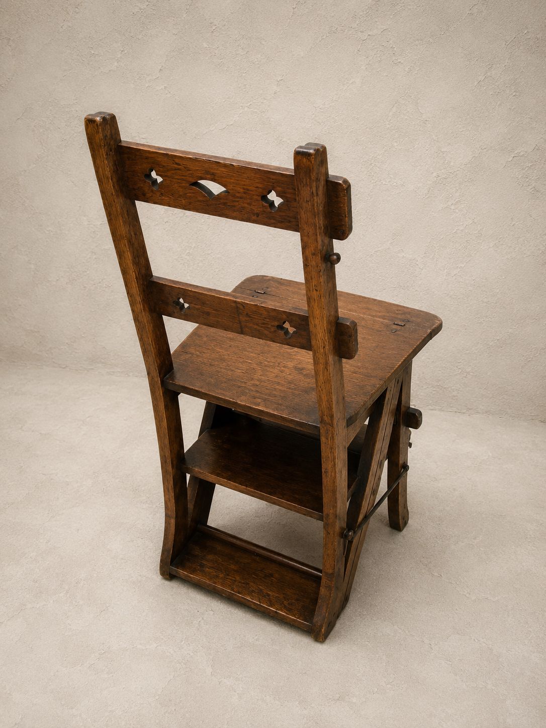 A Late Victorian Arts & Crafts Oak Metamorphic Library Chair, C.1890–1910, With photo vinterior