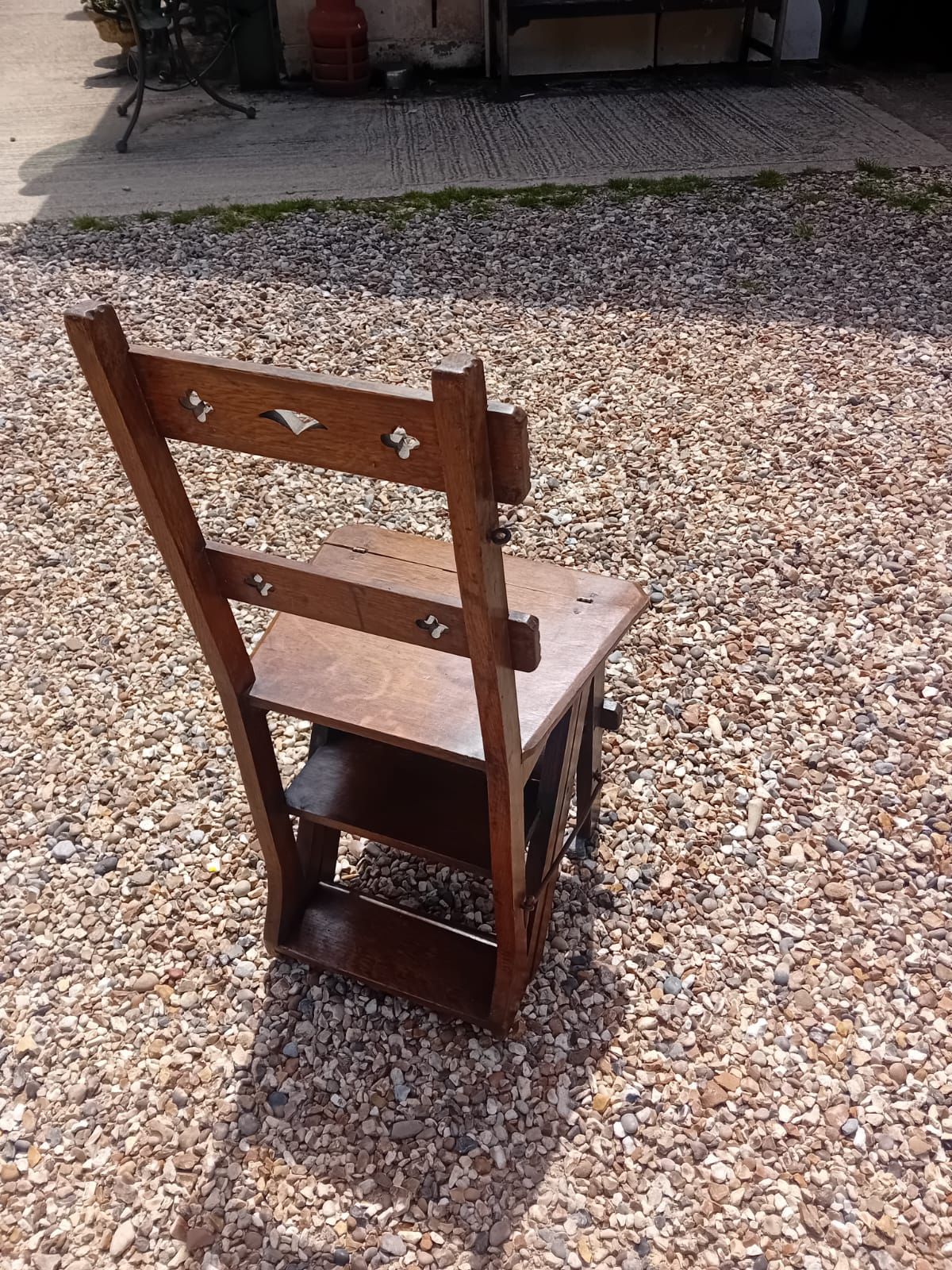 1195.0 A Late Victorian Arts & Crafts Oak Metamorphic Library Chair, C.1890–1910, With photo