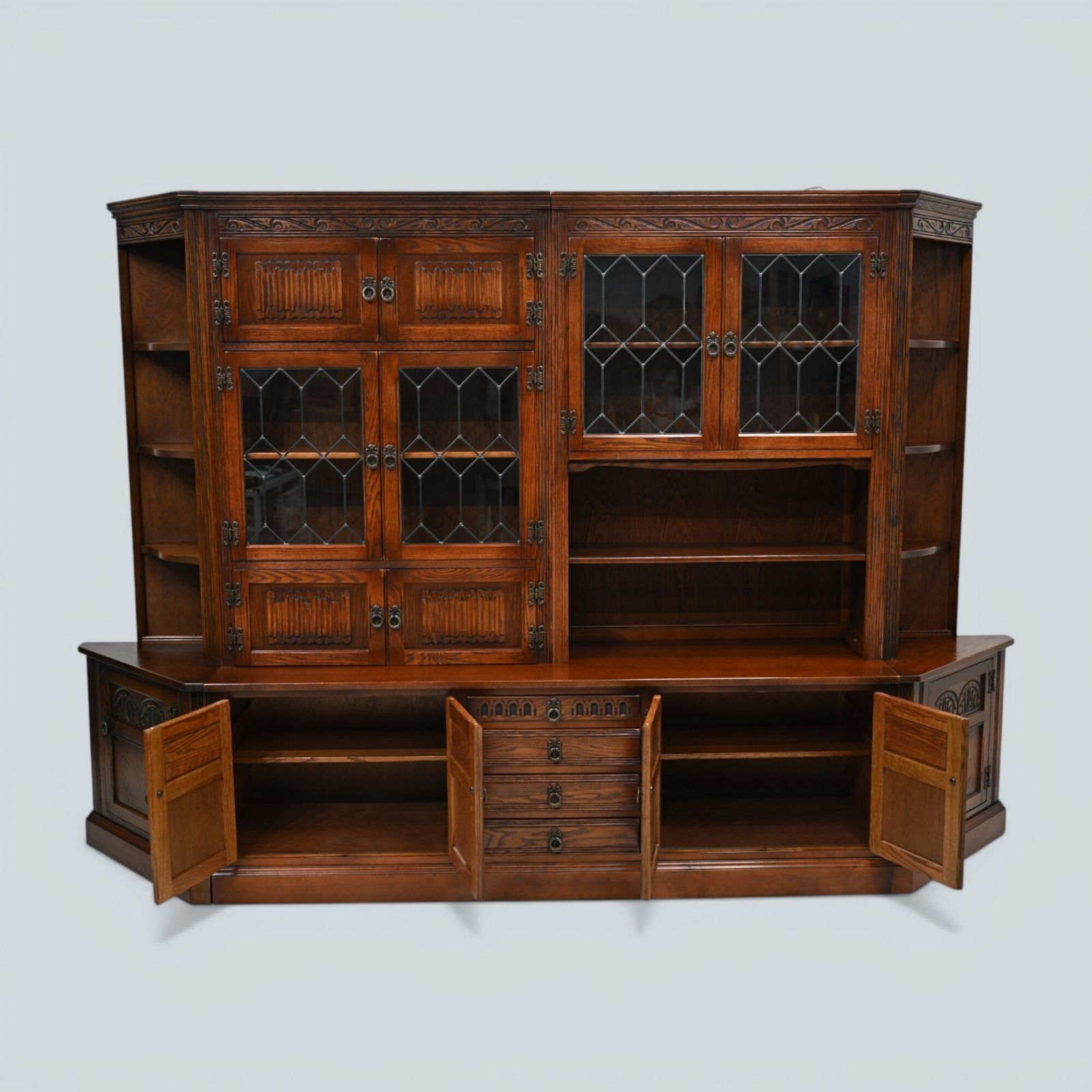 Old Charm Wall Unit Display Bookcase Tudor Brown Free Uk Delivery* photo 947.0