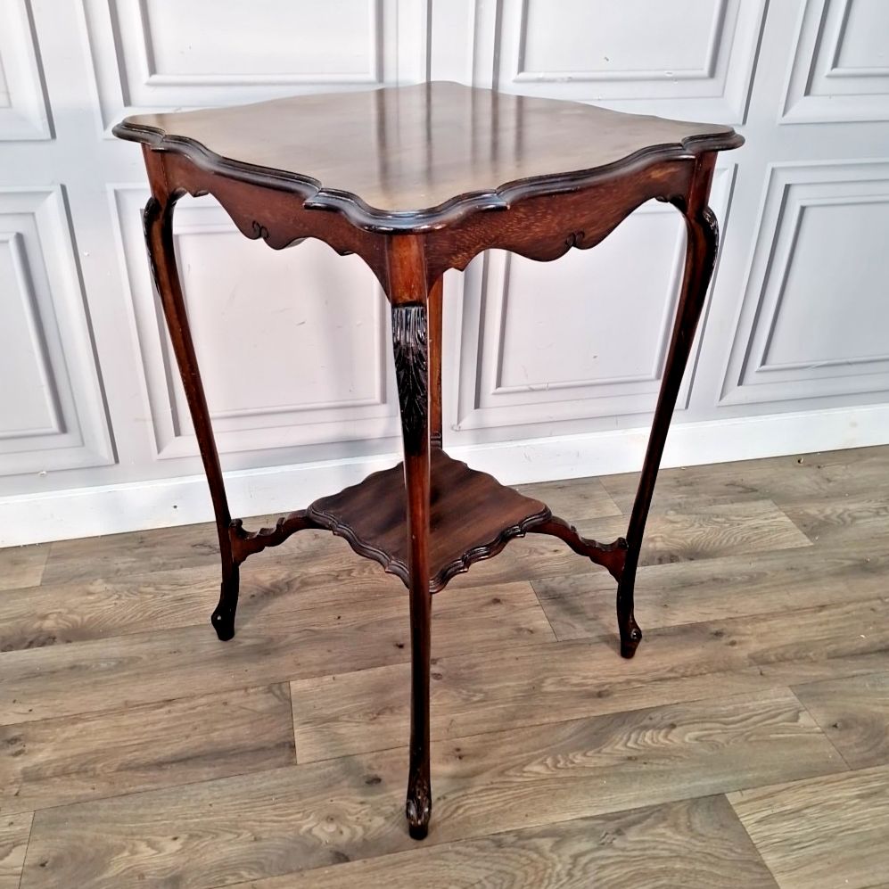 Antique Occasional Side Table Edwardian Mahogany Carved Window Hall Wooden