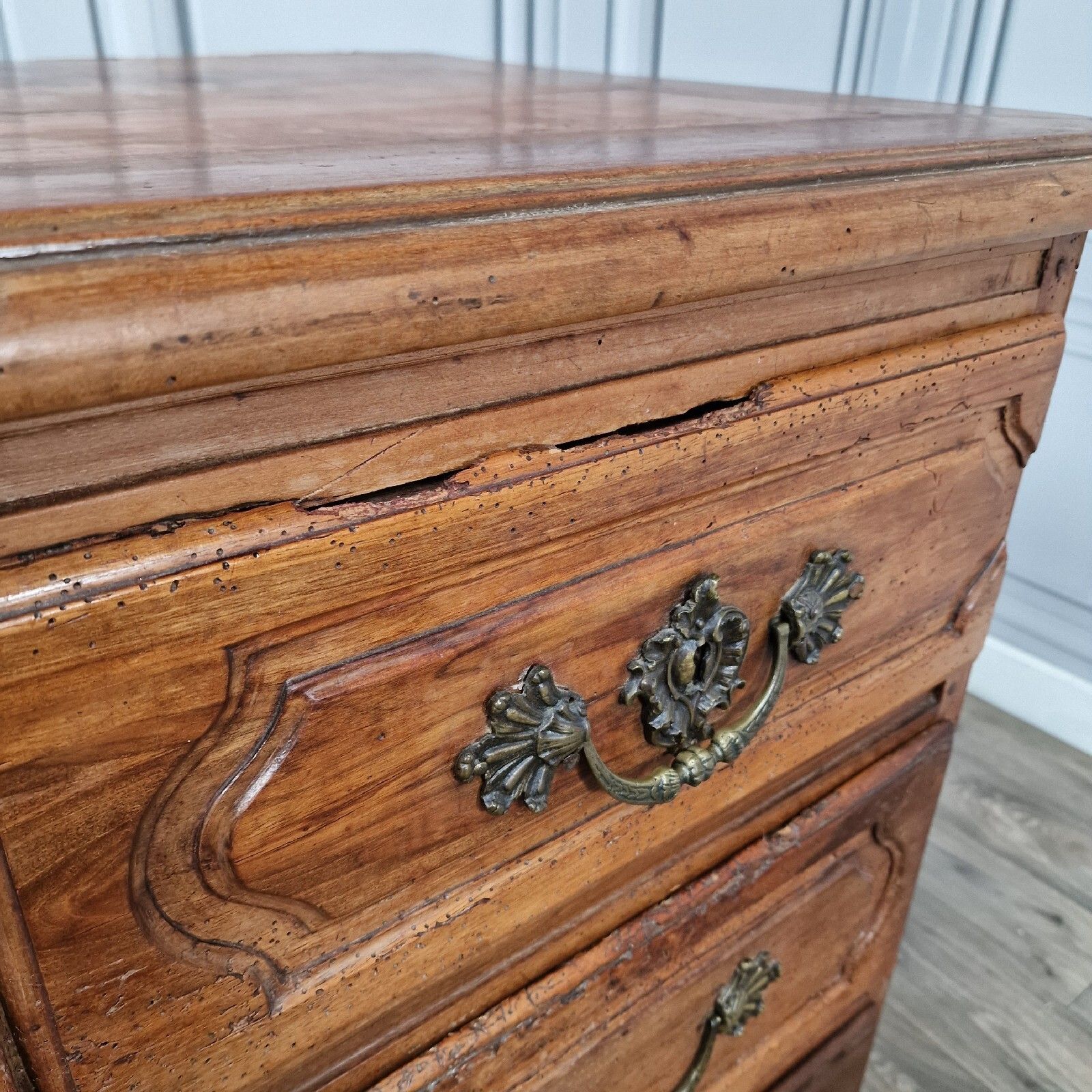 Antique Spanish Chest Of Drawers Commode 18th Century Cherry Wood Georgian photo vintage