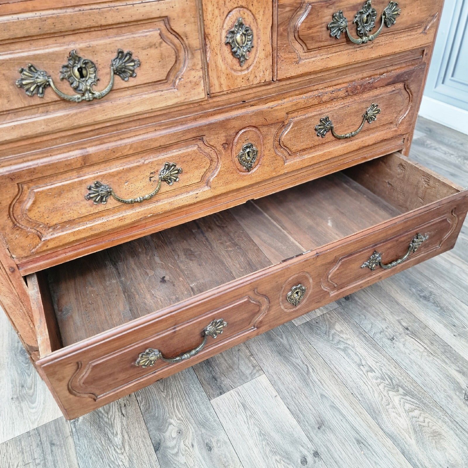 Furniture Antique Spanish Chest Of Drawers Commode 18th Century Cherry Wood Georgian photo