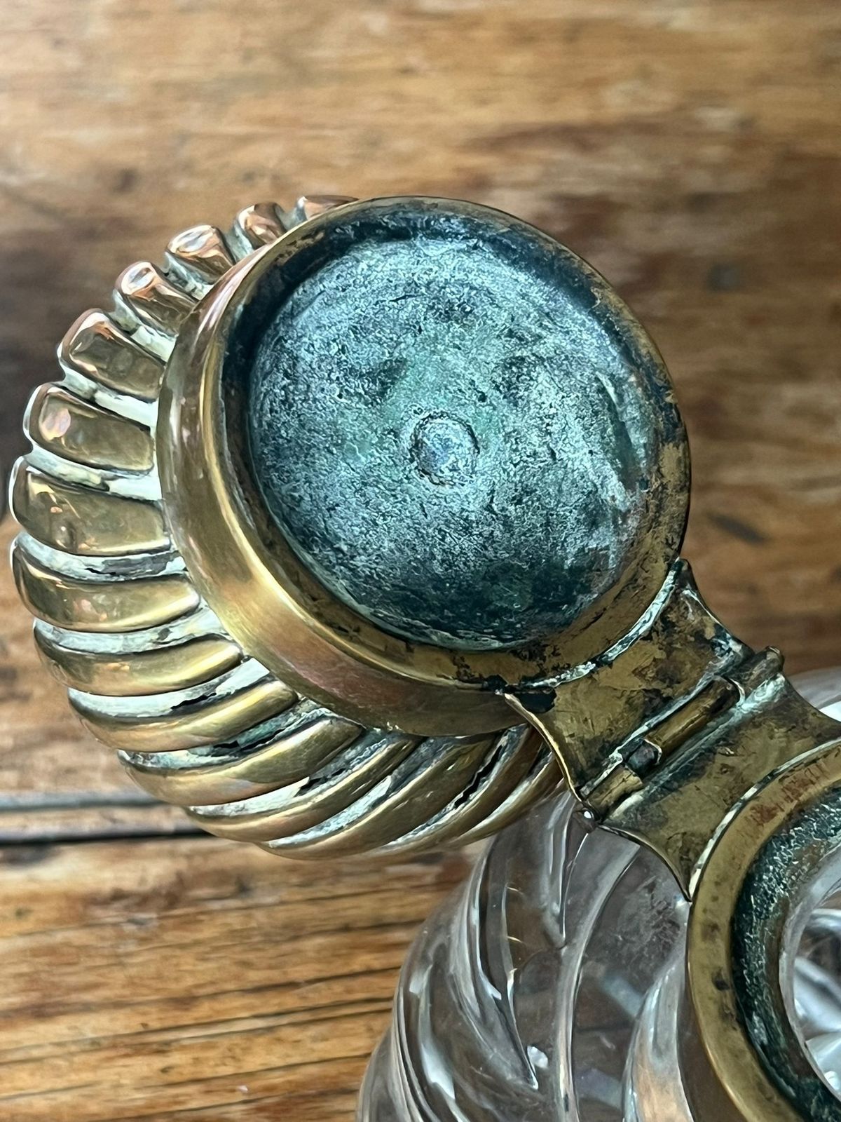 Antique French Baccarat Crystal And Brass Inkwell photo buy