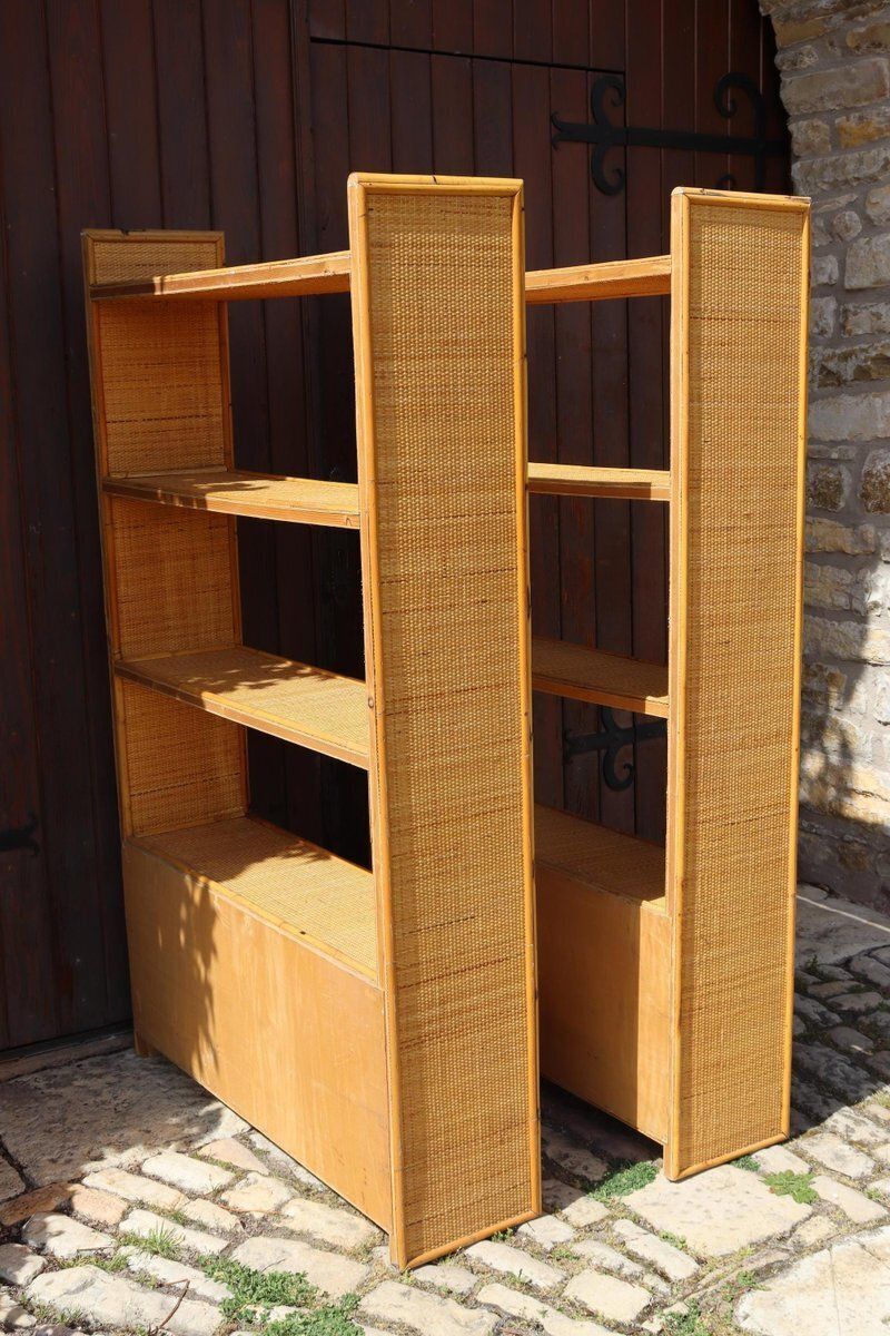 Rattan Shelves By Dal Vera, 1960s, Set Of 2 photo for sale