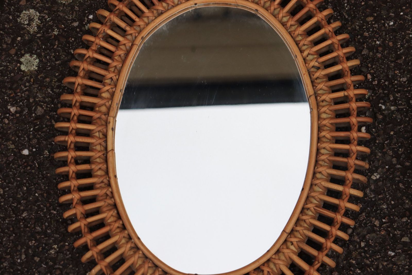 Rattan Mirrors Attributed To Franco Albini, Italy, 1950s 1960s, Set Of 2 photo vinterior