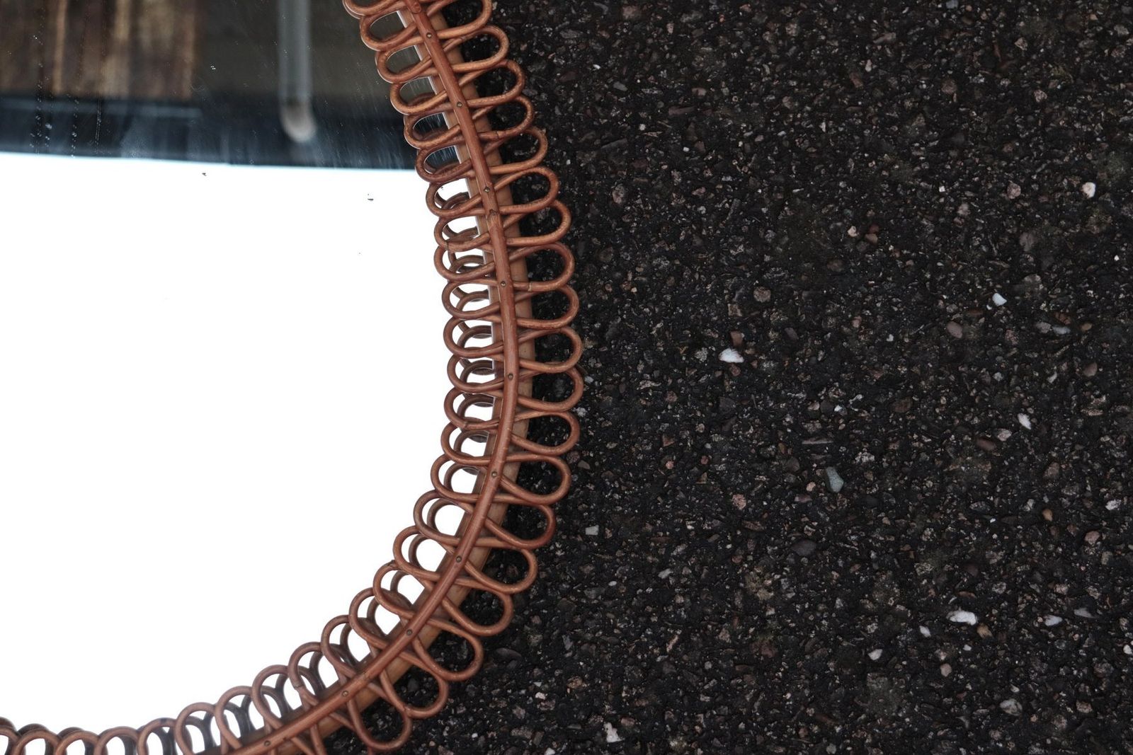 Large Rattan Mirror Attributed To Franco Albini, Italy, 1960s photo vinterior