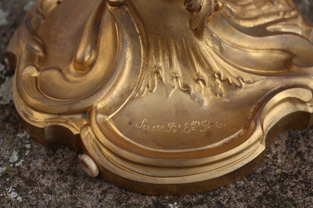 Antique Bronze Lamp Base By Lelievre And Susse Frères, 1800s photo Lighting