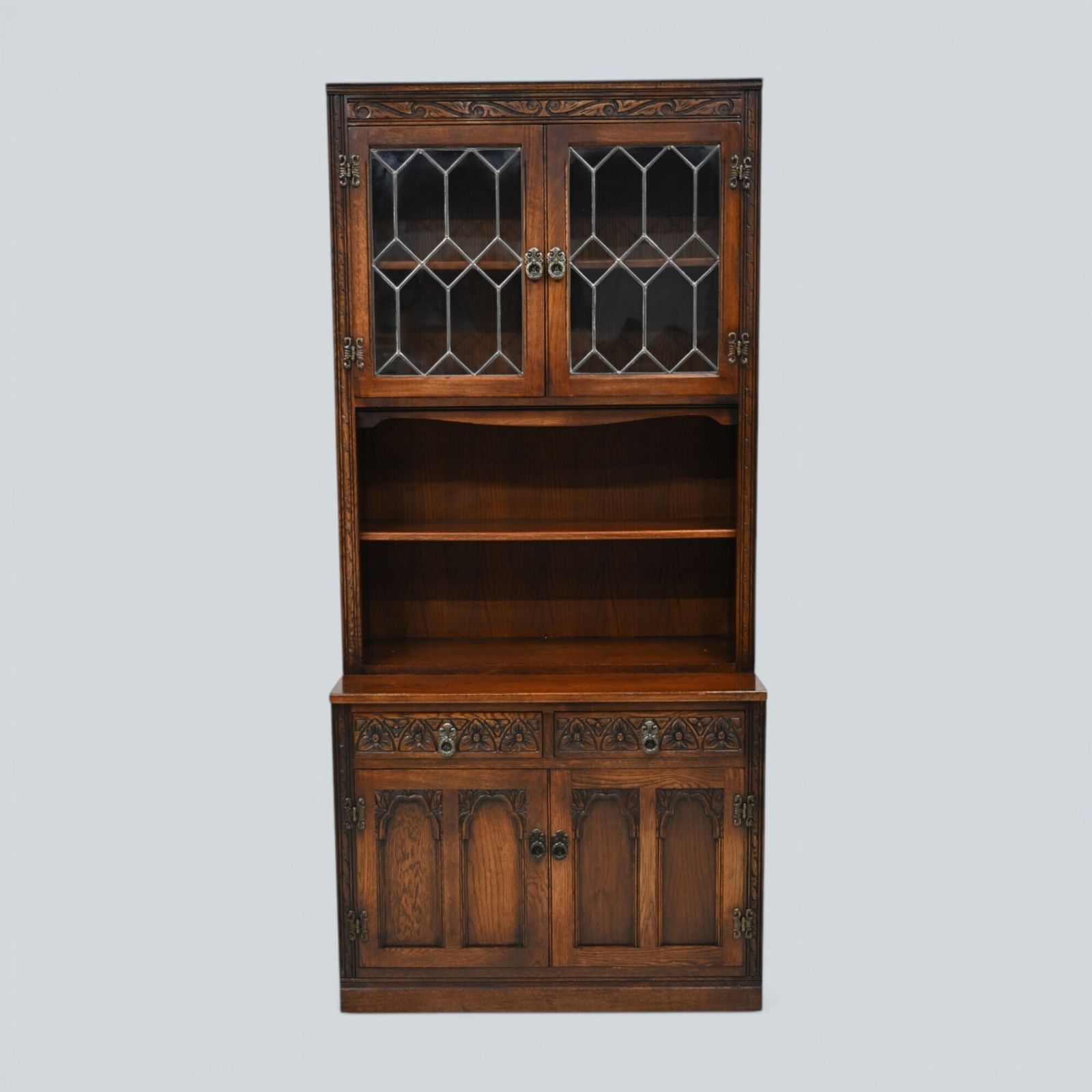 Old Charm Wall Unit Bookcase Display Drawers Tudor Brown Free Delivery* photo furniture