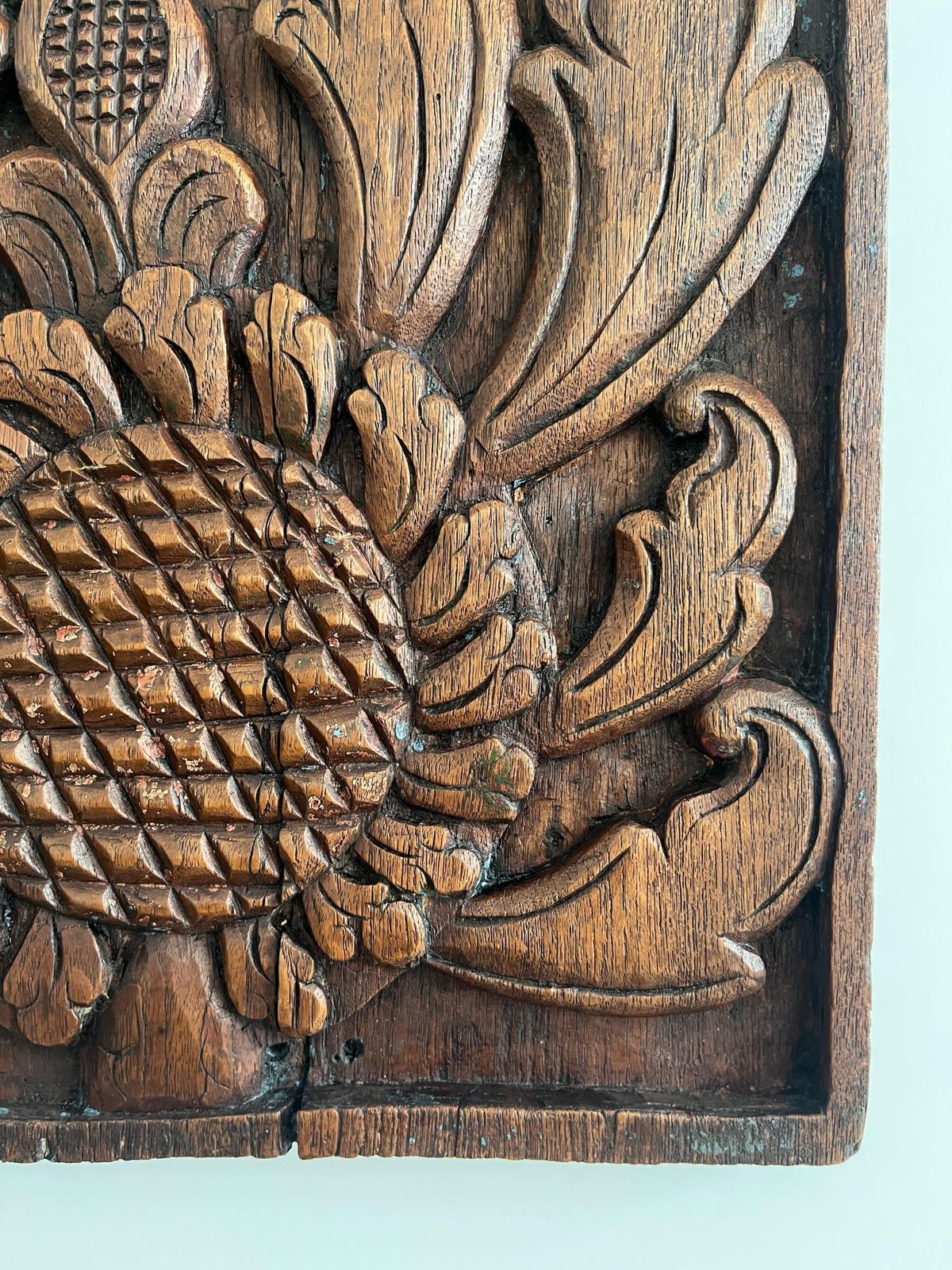 photo furniture Antique Hand Carved Oak Panel, Sunflower And Leaves, Probably French 18th C
