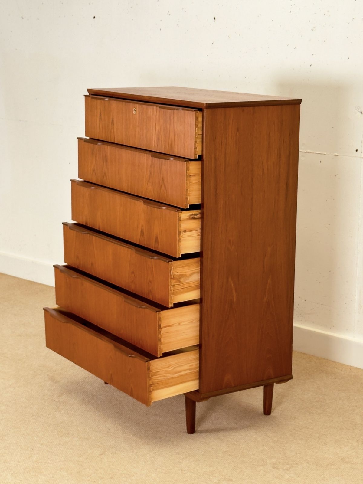Mid Century Tall Chest Of Drawers (Made In Denmark 1960) photo buy