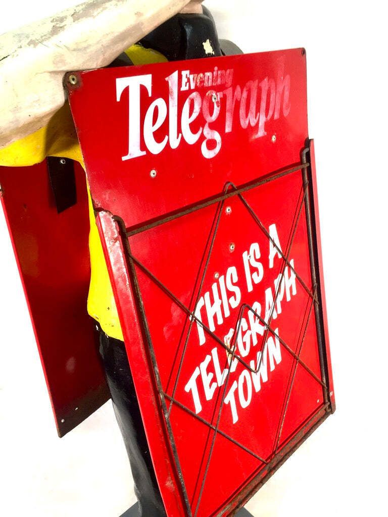 Life Size Antique Advertising Display – 1970s Evening Telegraph Paper Boy photo buy