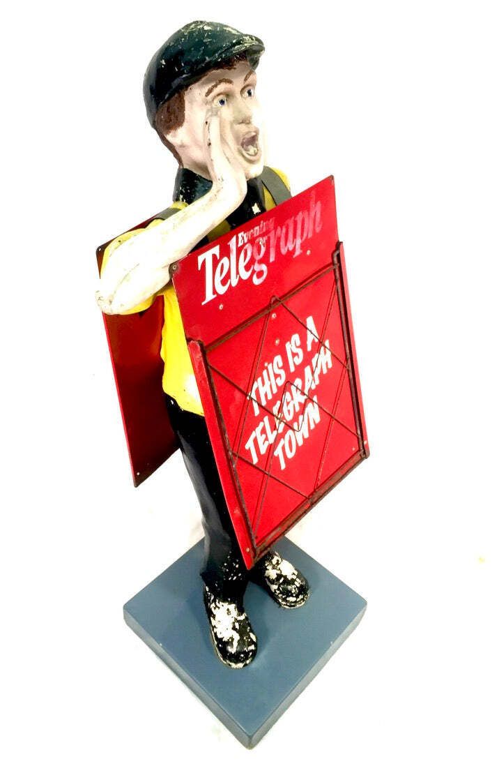 photo furniture Life Size Antique Advertising Display – 1970s Evening Telegraph Paper Boy