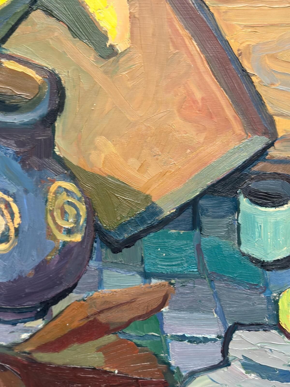 Original Swedish Oil On Panel – “Still Life With Jug And Bottles” By Martin Lindberg – 1951 – Vintage & Framed – 79 × 109 Cm (31.1" × 42.9") photo vintage