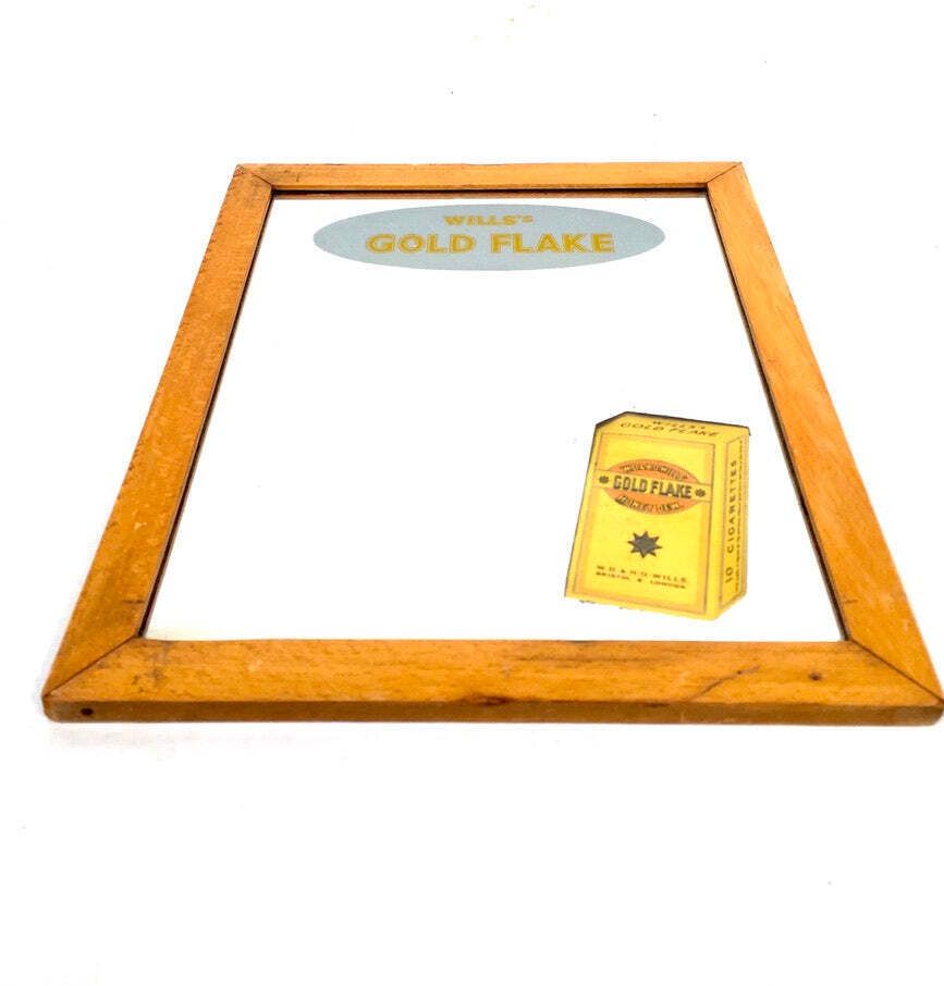 Antique Advertising   Wills's Gold Flake Honey Dew Cigarettes Oak Framed Mirror