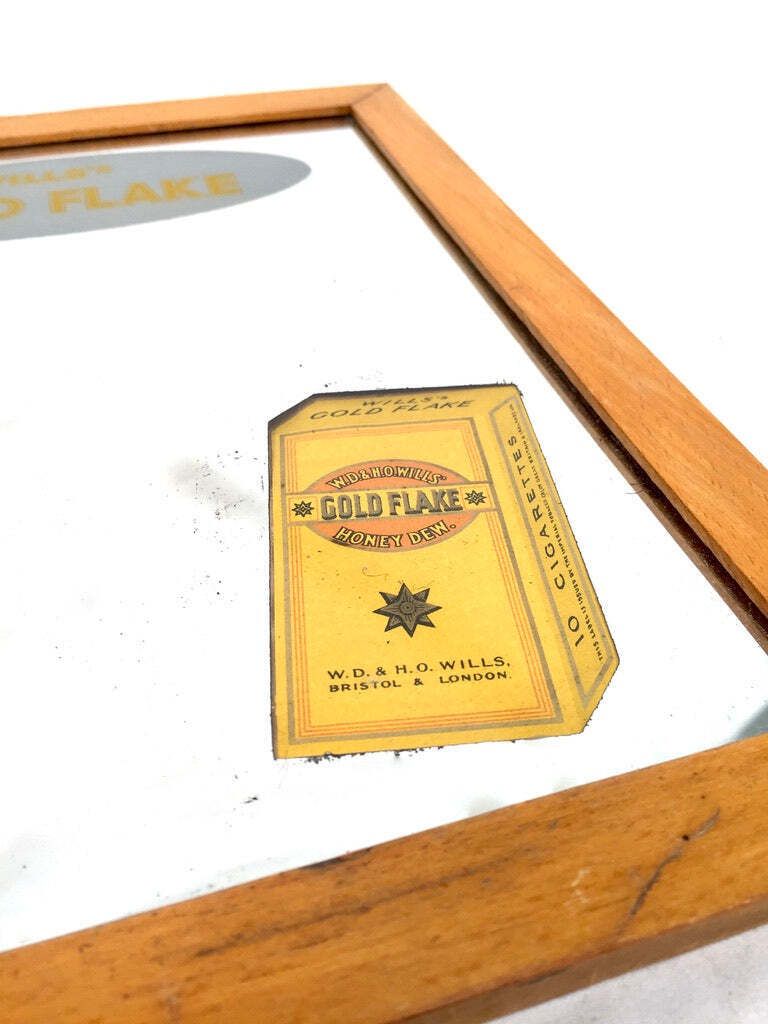 Antique Advertising   Wills's Gold Flake Honey Dew Cigarettes Oak Framed Mirror photo furniture
