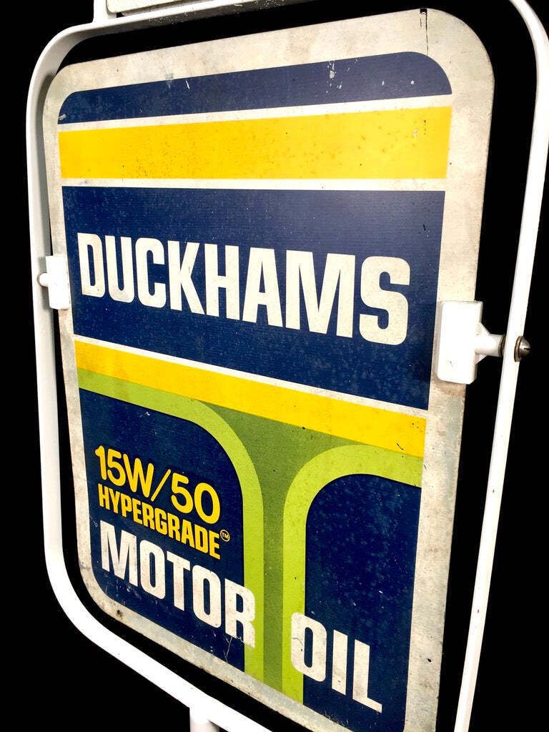 Antique Advertising   Vintage Duckhams Double Sided Garage Forecourt Swing Sign photo 749.0
