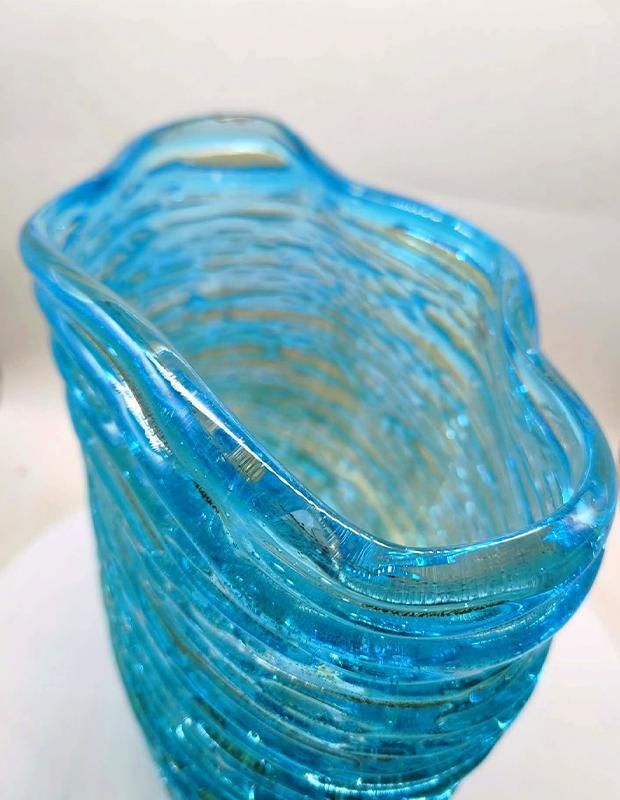 Mid Century Stunning Vase In Hand Worked Murano Glass By Sergio Costantini With The Rare Original Certificate. Made In Murano, Italy. photo vintage