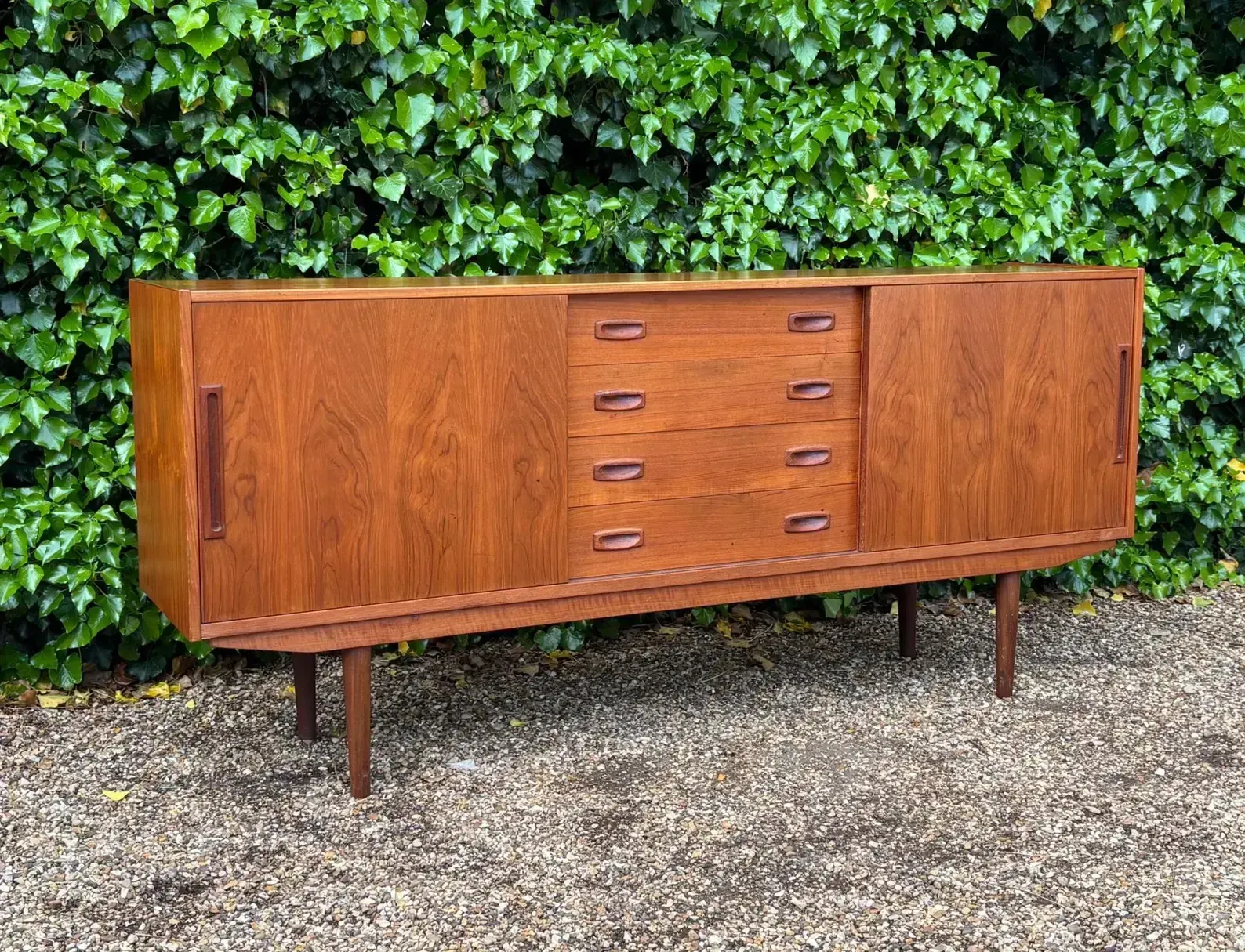 Danish Teak Mid Century Sideboard With Sliding Doors By Clausen And Son photo furniture