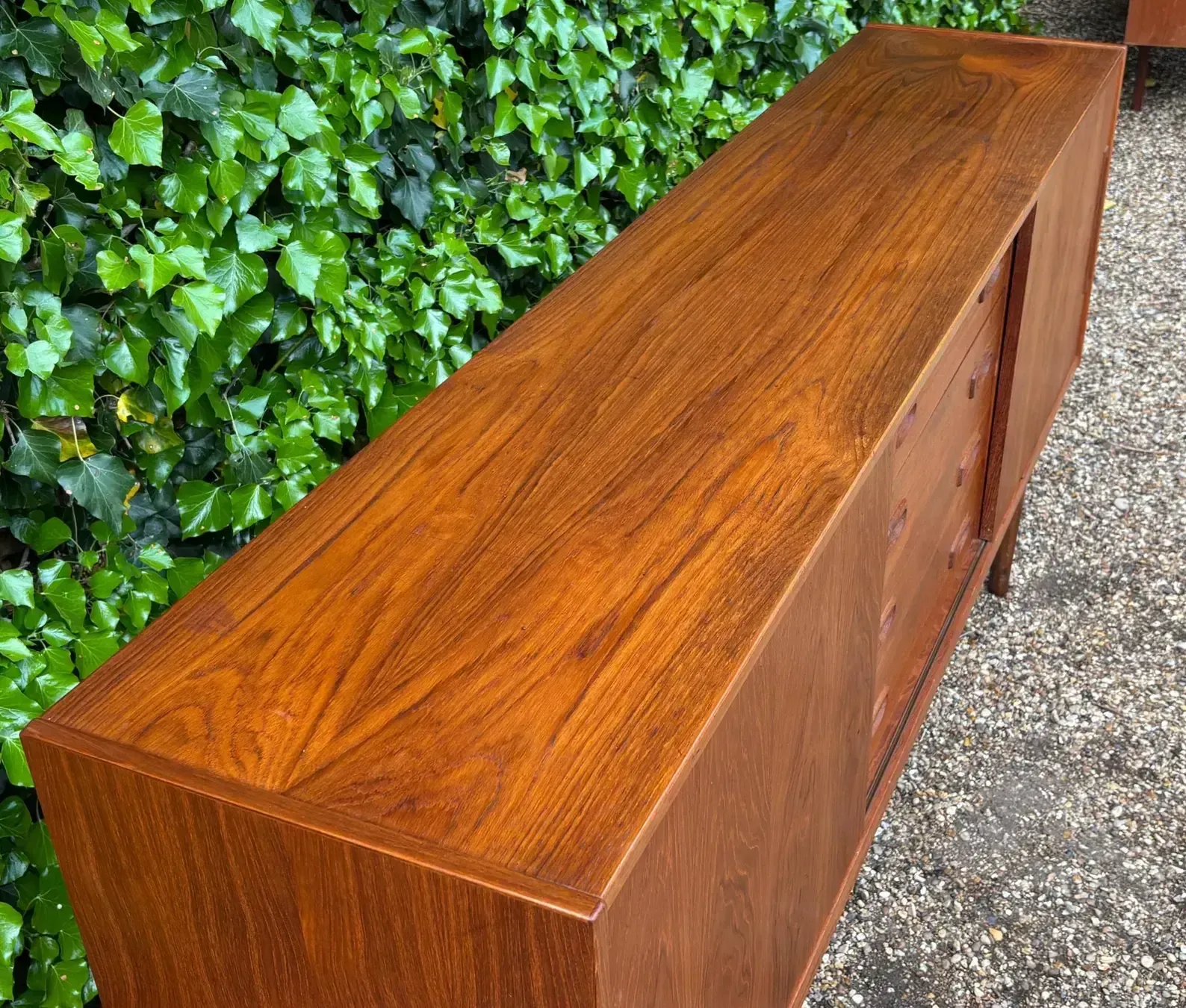 Danish Teak Mid Century Sideboard With Sliding Doors By Clausen And Son photo vinterior