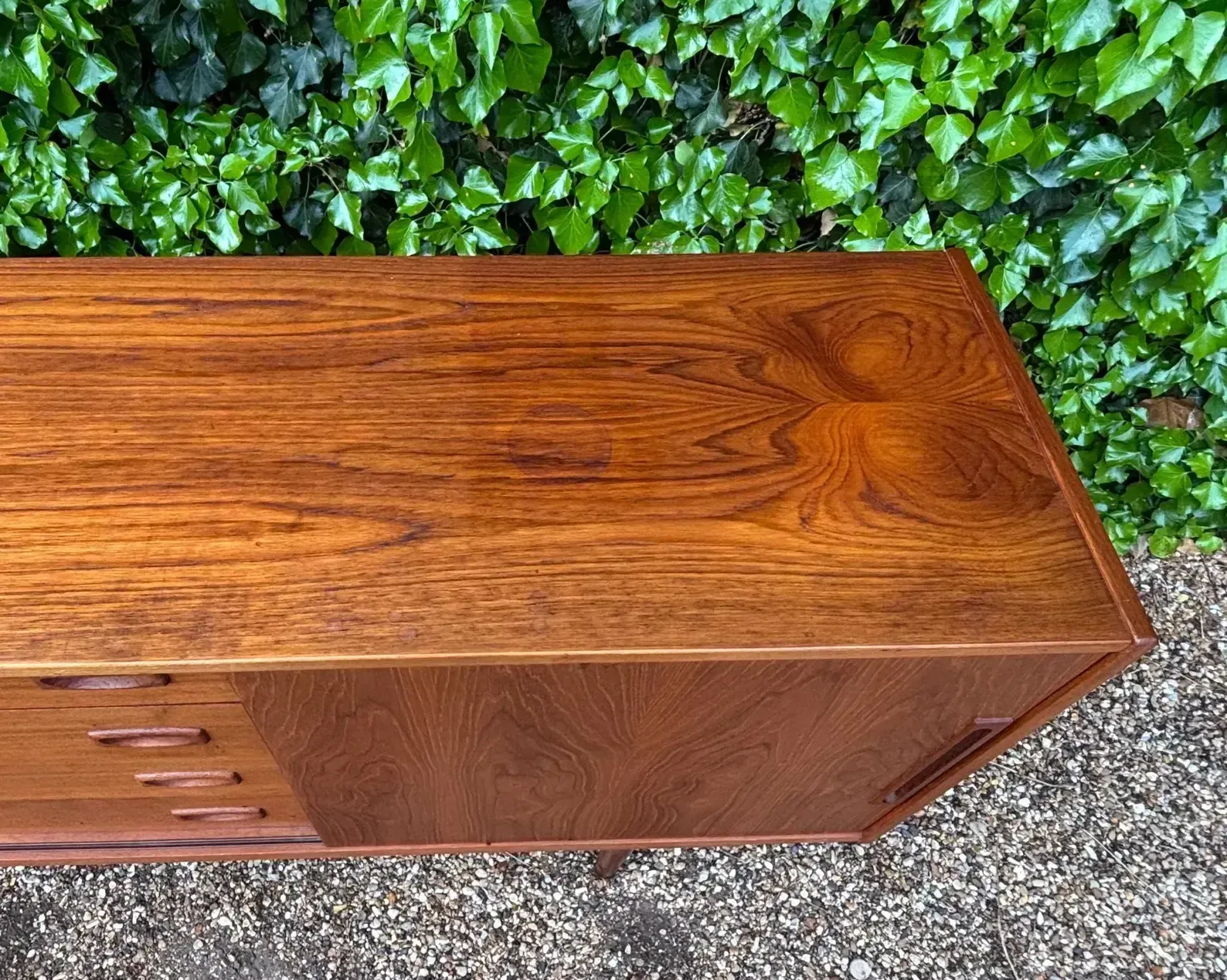 Danish Teak Mid Century Sideboard With Sliding Doors By Clausen And Son photo buy