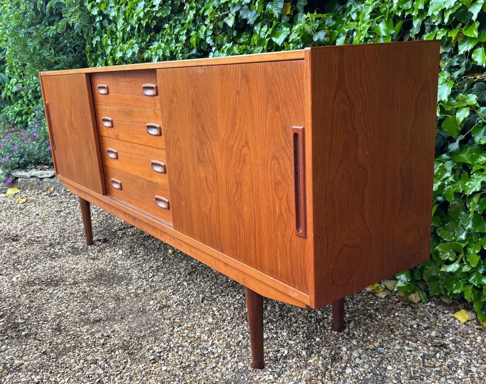 photo furniture Danish Teak Mid Century Sideboard With Sliding Doors By Clausen And Son