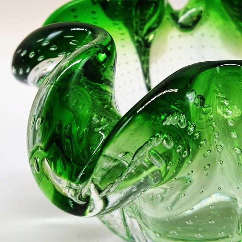 1950s Big Ashtray Or Catch All In Murano Glass With Air Bubble. Made In Italy. photo vintage