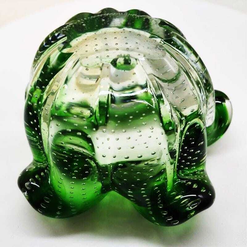 Home Decor 1950s Big Ashtray Or Catch All In Murano Glass With Air Bubble. Made In Italy. photo