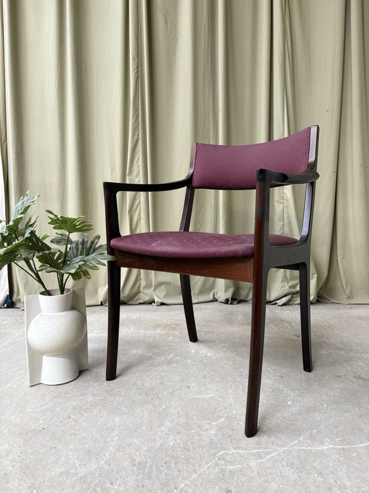 Vtg Mid Century Sculptured Desk Chair Armchair Fireside Carver Danish Retro R972 photo furniture