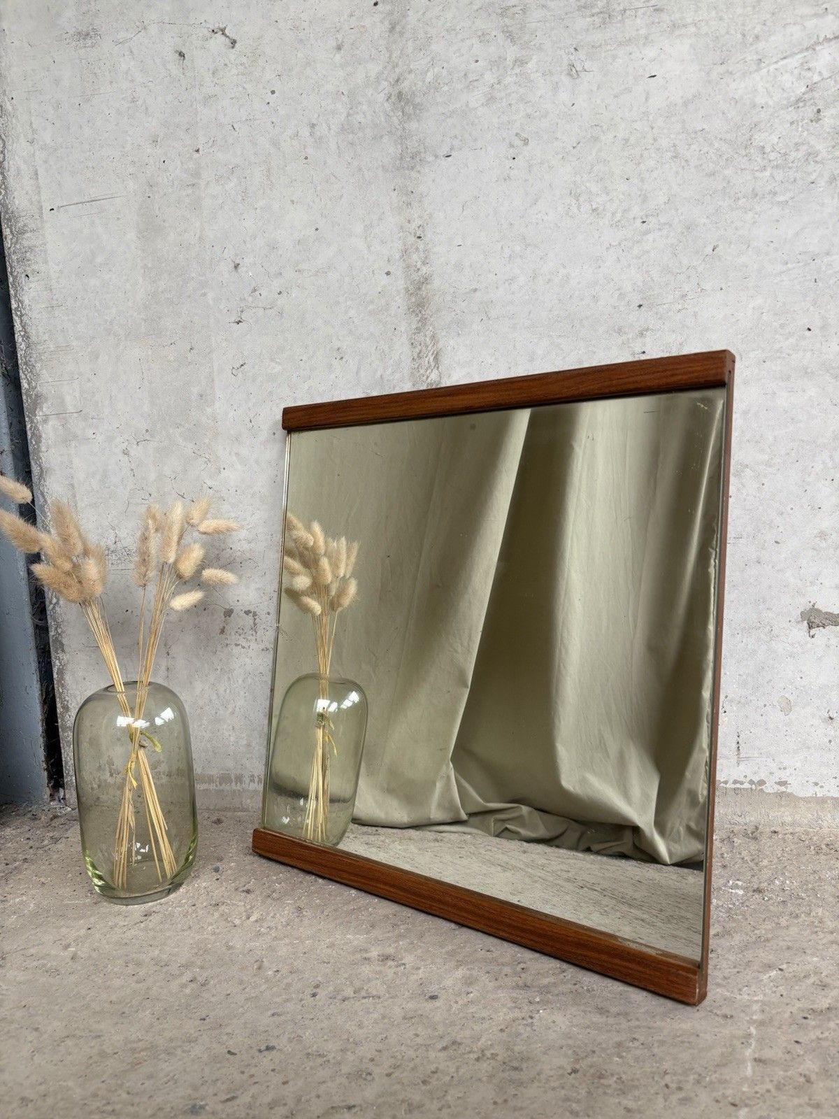 Vtg Mid Century Teak Wall Hallway Mirror Retro Danish R1171 photo for sale