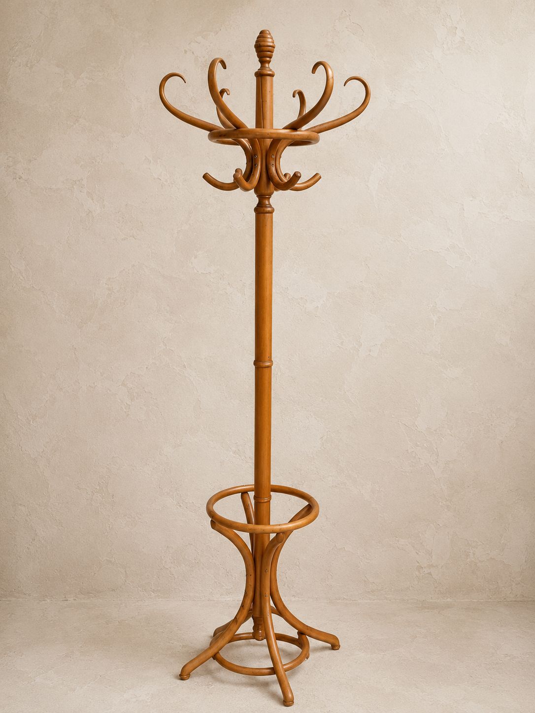 Bentwood Beech Hall Stand / Coat & Umbrella Stand By Thonet Style Maker, C.1950–