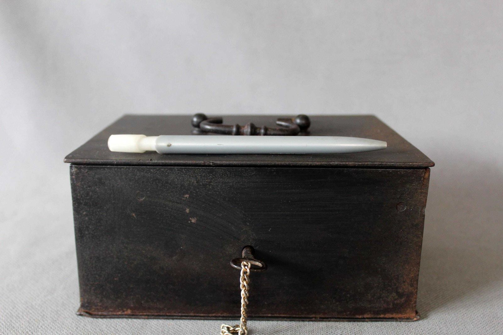 Antique Heavy And Solid French Metal Cash Box, Safe, One Key, Industrial Money Box, Storage Box, Strong Box, Secret Treasure Box photo buy