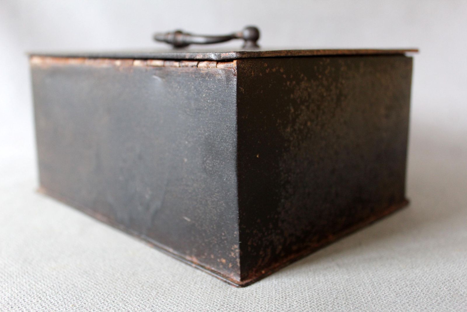 87.0 Antique Heavy And Solid French Metal Cash Box, Safe, One Key, Industrial Money Box, Storage Box, Strong Box, Secret Treasure Box photo