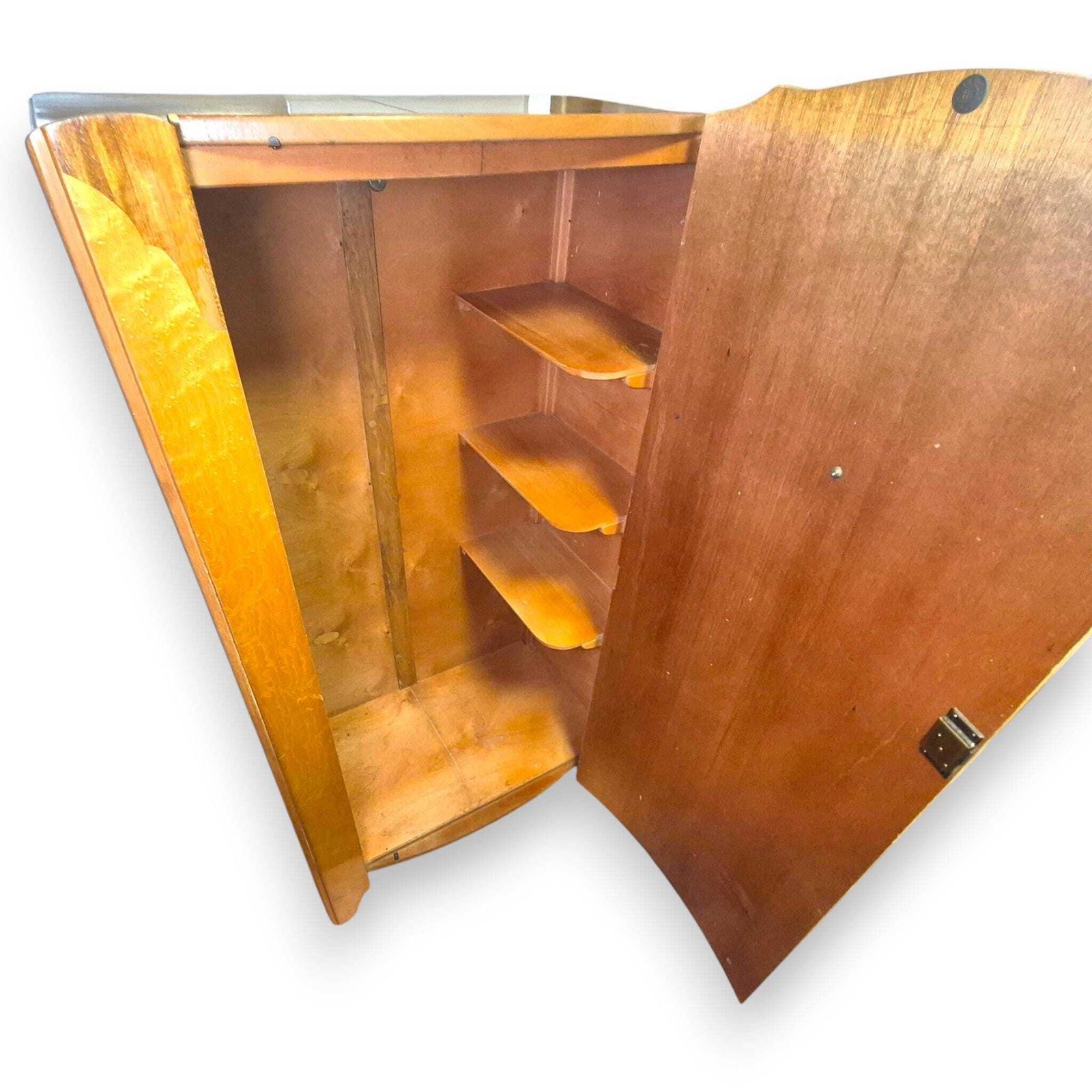 photo buy Rare Harris Lebus Burr Walnut Wardrobe, Art Deco Vintage Bedroom Cupboard, Lockable Single Wardrobe With Glass Handle