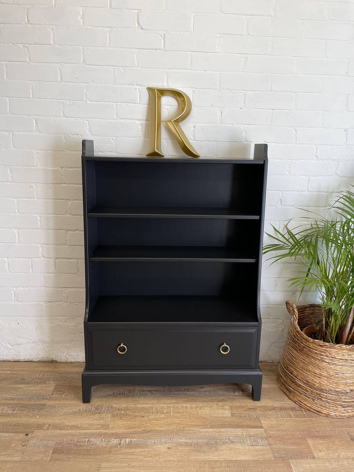 Stag Minstrel Waterfall Bookcase Painted Black