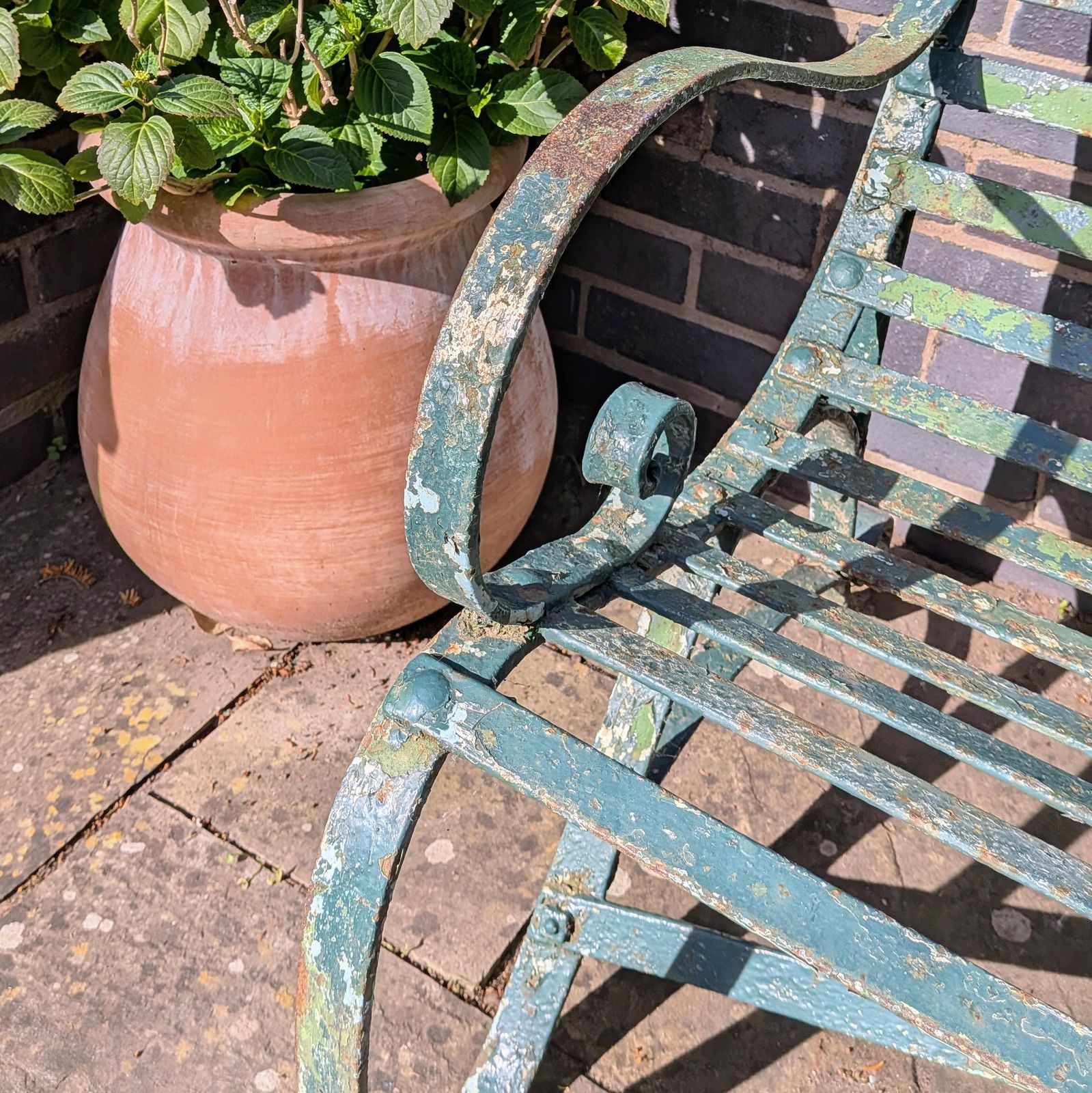 An Antique Regency Strapwork Iron Garden Bench C1830 photo furniture