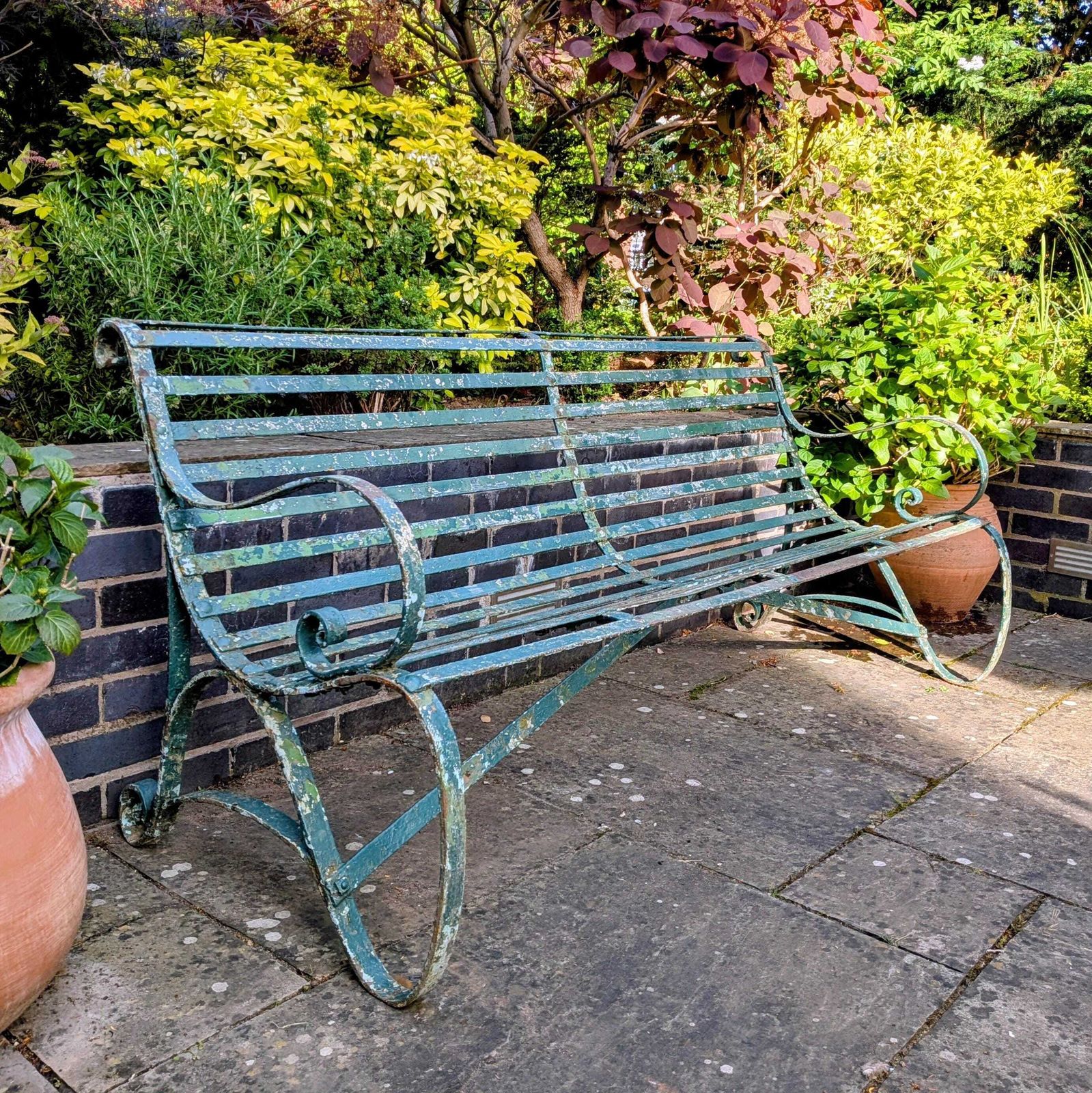 An Antique Regency Strapwork Iron Garden Bench C1830 photo Garden Furniture