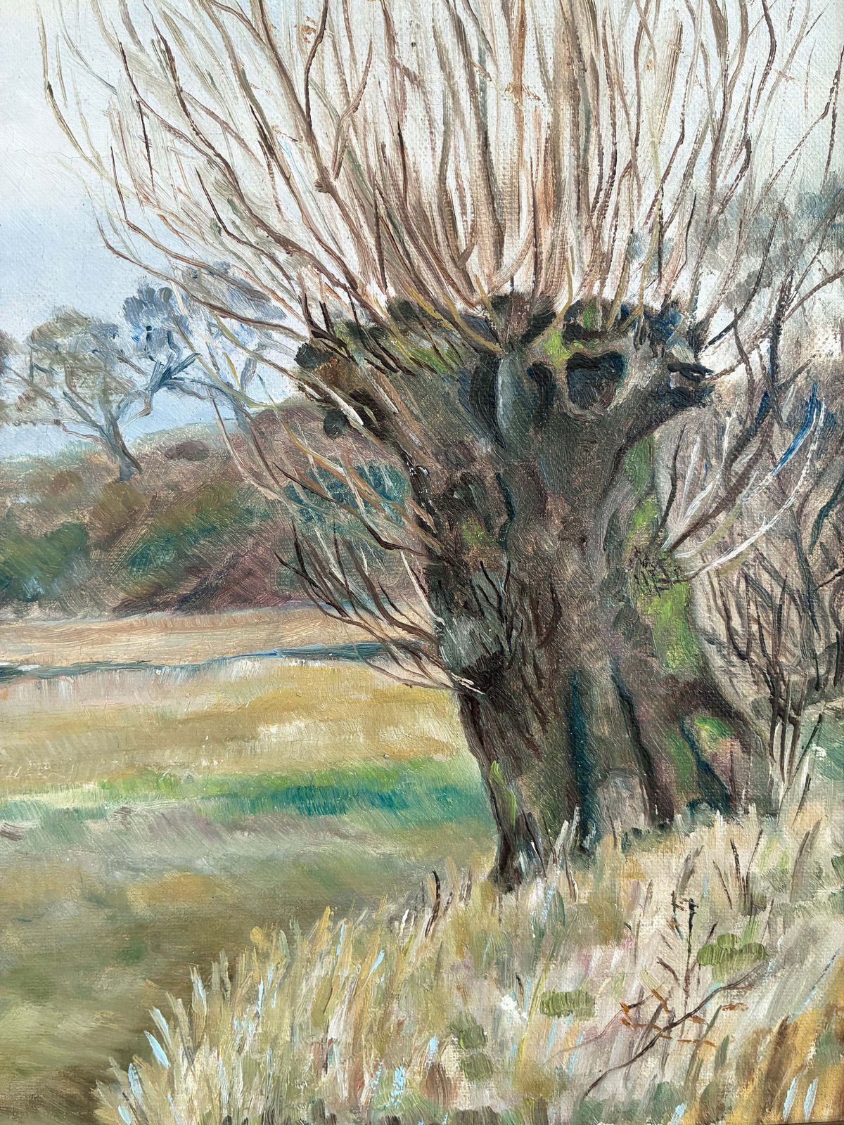 Antique Original Landscape Oil Painting Signed Countryside Art photo Art