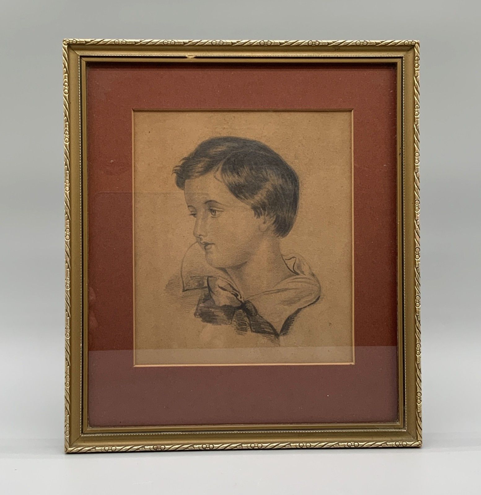 Pair 19th Century Antique Portrait Pencil Drawings Manner Of Sir Thomas Lawrence photo for sale